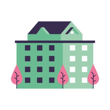 Ağaç şehir manzaralı bina