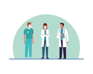 Bir grup doktor tıbbi maske takıyor.