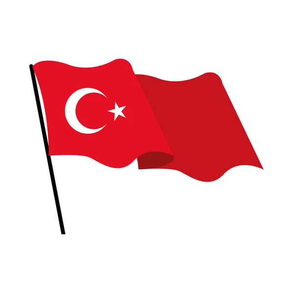 Türkei Flagge Land isolierte Ikone — Stockvektor