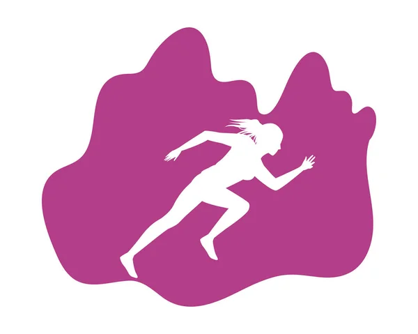 Silhouette einer athletischen Frau beim Laufen — Stockvektor