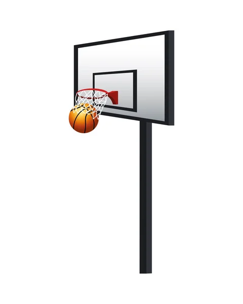 Ballon de basket sport avec panier — Image vectorielle
