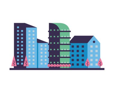 Ağaç şehir manzaralı binalar