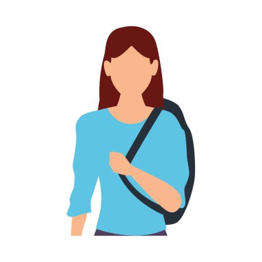 Okul çantası Avatar karakterli sıradan bir genç kadın.
