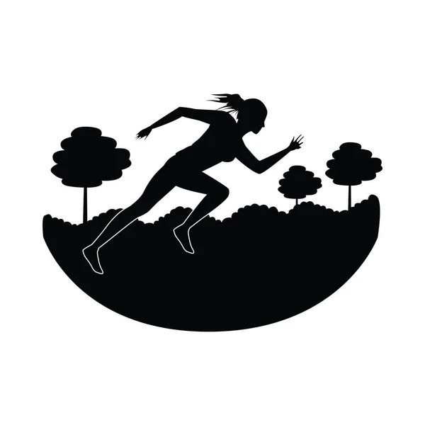 Силуэт бегущей спортсменки — стоковый вектор