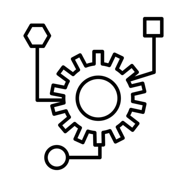 Máquina de engranajes con icono de estilo de línea de infografía — Archivo Imágenes Vectoriales