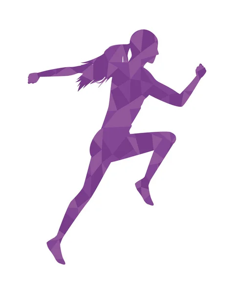 Силуэт бегущей спортсменки — стоковый вектор