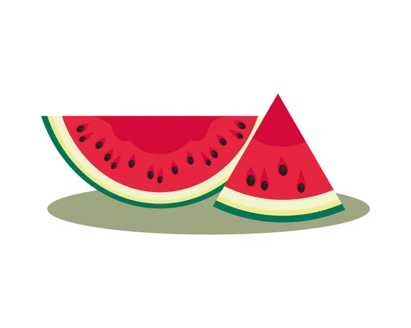 西瓜新鲜水果热带夏季图标 — 图库矢量图片