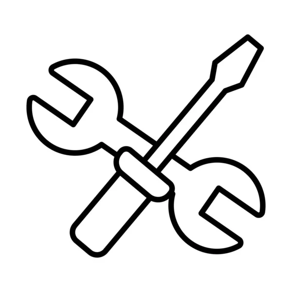 Llaves y herramientas de destornillador iconos de estilo de línea — Vector de stock