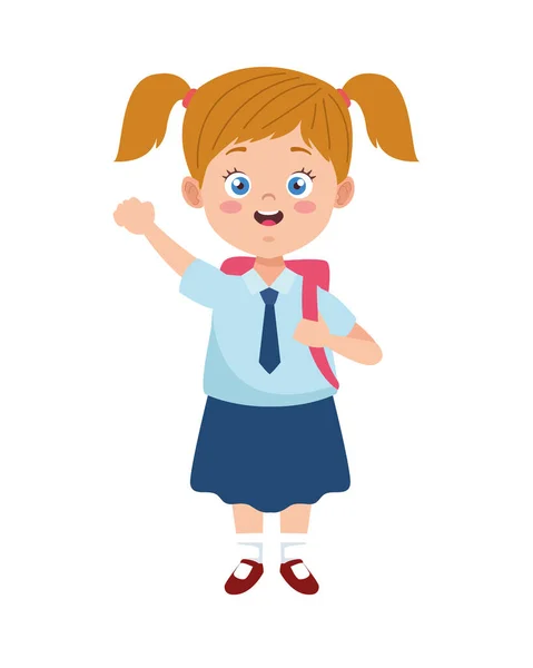 Malá studentka s uniformním charakterem — Stockový vektor