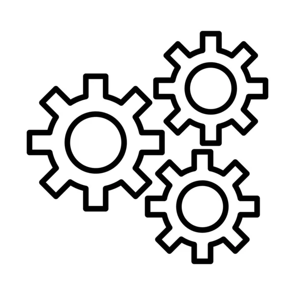 Engrenages machine travail ligne style icônes — Image vectorielle