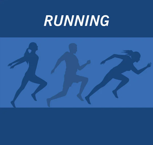 Siluetas de atletismo personas corriendo — Vector de stock