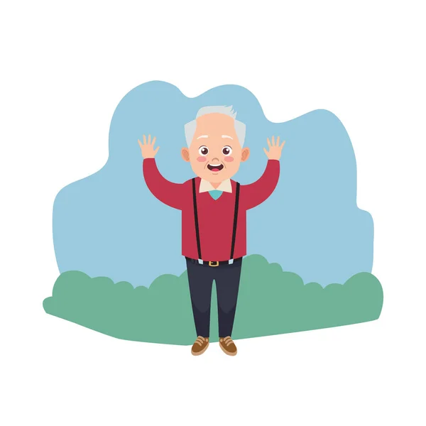 Happy old grandfather avatar character — Stock Vector