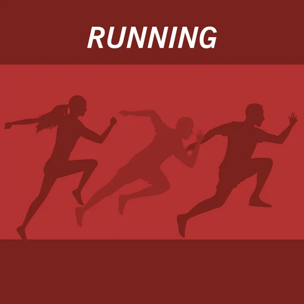 Siluetas de atletismo personas corriendo — Vector de stock