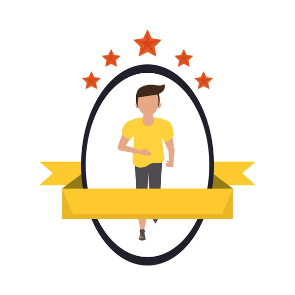 Young man running athlete avatar character — Stock Vector