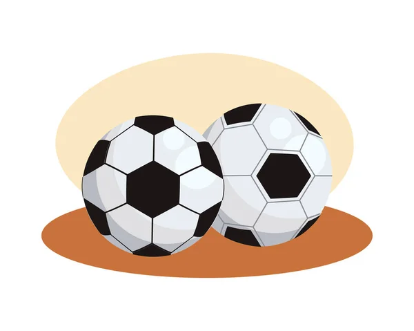 Soccer balloons sports equipment icons — Stock Vector