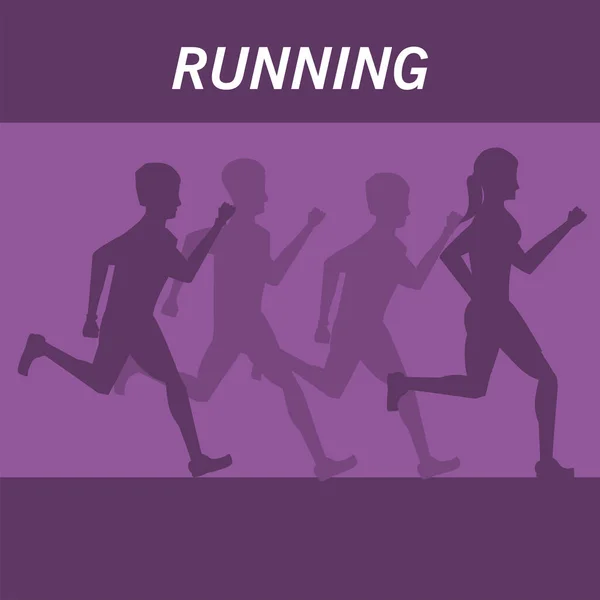 Siluetas de atletismo personas corriendo — Vector de stock