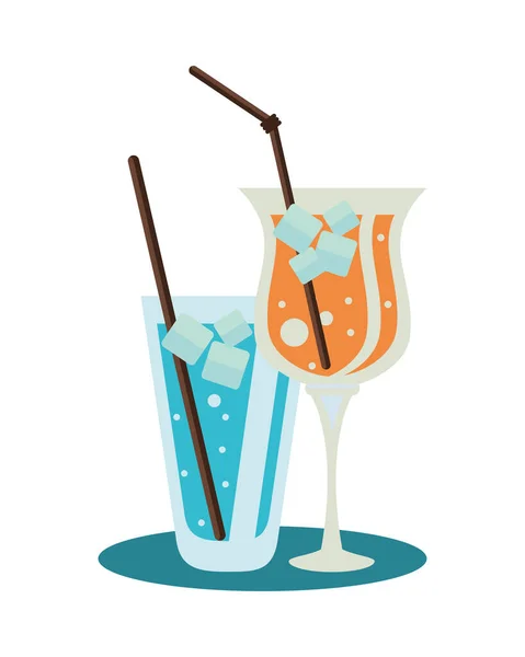 Свежий тропический коктейль и стакан ледяного напитка — стоковый вектор