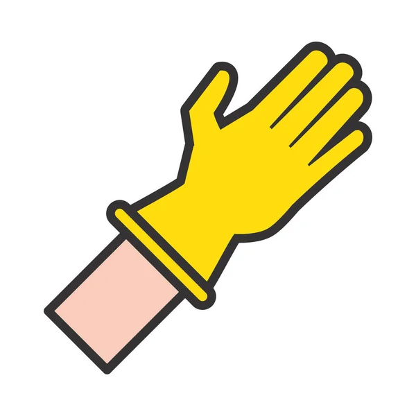 Mano con guante de goma icono de protección — Vector de stock