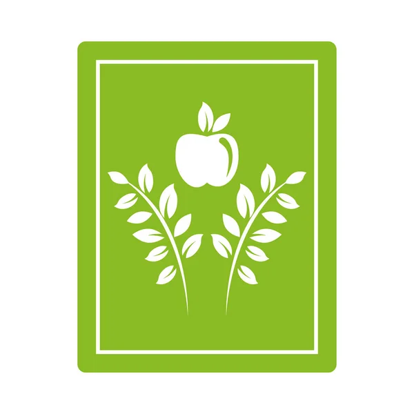 Jablečné čerstvé ovoce s listy ekologického produktu — Stockový vektor