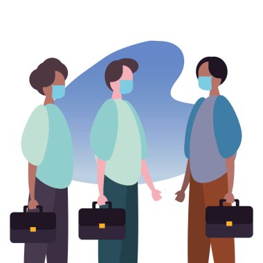 Tıbbi maske takan ırklar arası gençler.