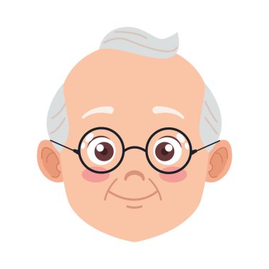 Gözlüklü yaşlı mutlu büyükbaba.
