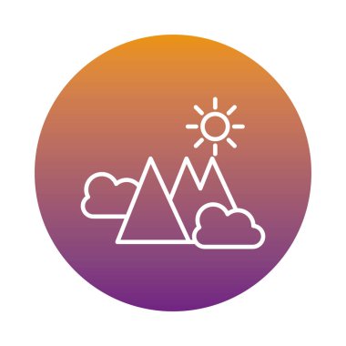 Güneş kremi stili ikona sahip dağlar