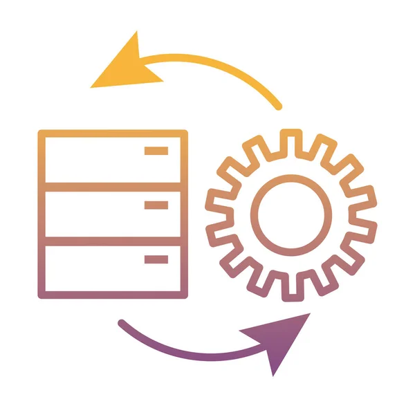 Gear machine work with data server gradient line style icon — Stock Vector