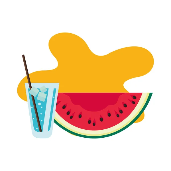 Watermelon fresh with ice drink icon — Stock Vector