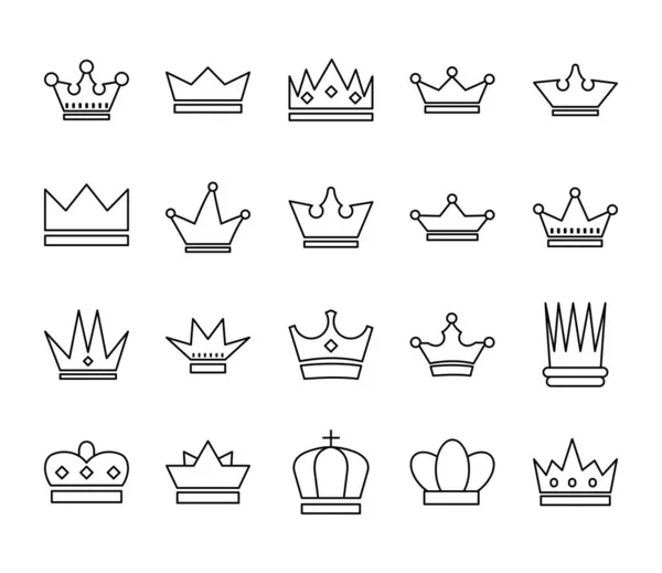 Paquete de coronas real conjunto de iconos — Vector de stock