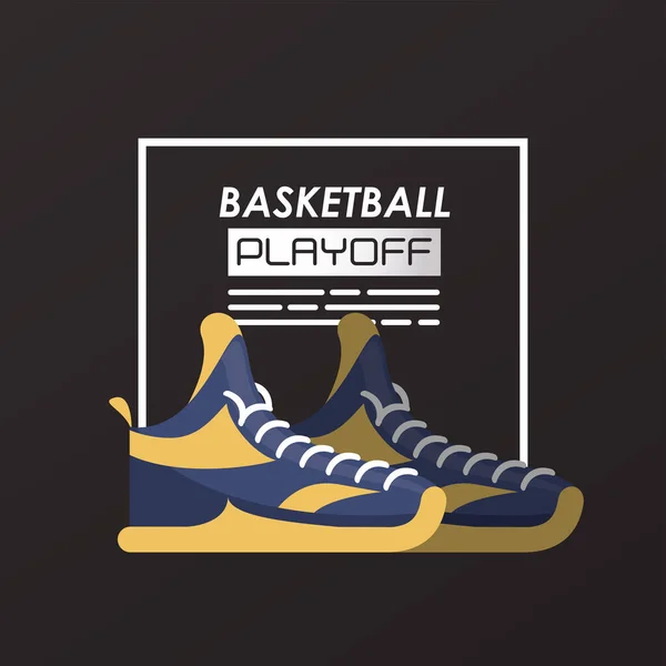 Póster deportivo de baloncesto con zapatos de tenis — Vector de stock