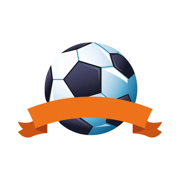 Campeonato de futebol esporte balão com quadro de fita — Vetor de Stock