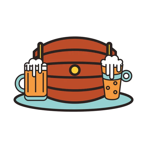 Tarro de cerveza fresca con barril de madera — Archivo Imágenes Vectoriales