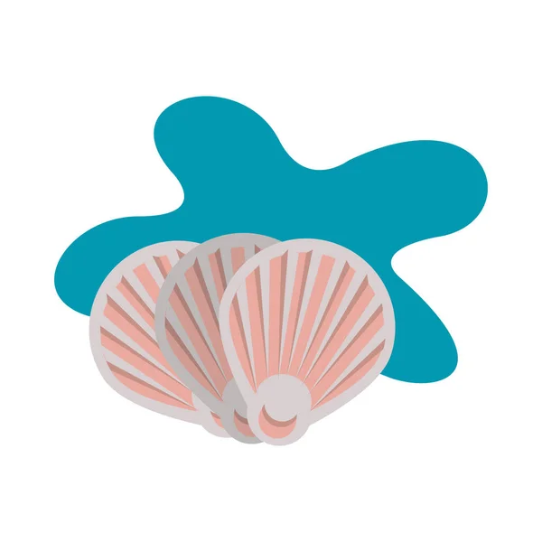 Línea de concha animal de mar e icono de estilo de relleno — Vector de stock