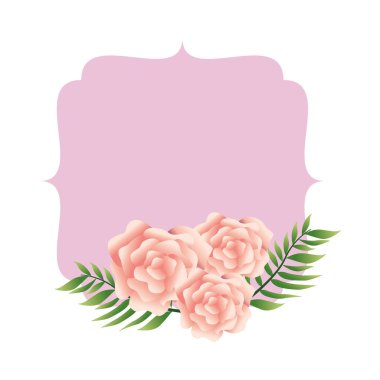 güzel pembe çiçekler ve yapraklar dekoratif çerçeve