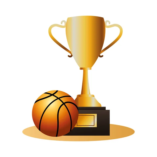 Basketbal ballon sport met trofee cup — Stockvector