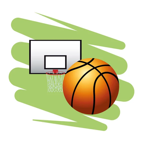 Μπάσκετ μπαλόνι αθλητισμού με καλάθι — Διανυσματικό Αρχείο