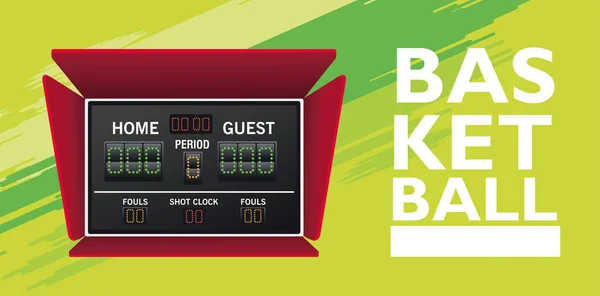 Basketballplakat mit Anzeigetafel — Stockvektor