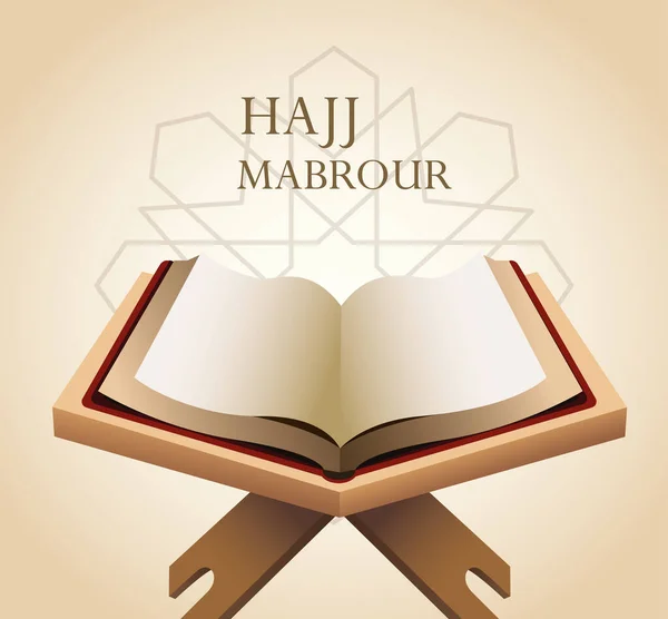 Hajj mabrour celebração com koran livro sagrado — Vetor de Stock