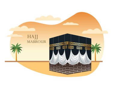 hajj mabrour celebration with sacred kaaba clipart