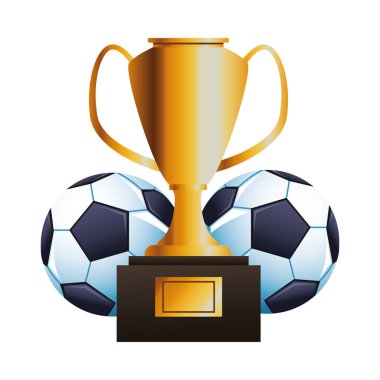 Kupa şampiyonluğu kupası olan futbol balonu.