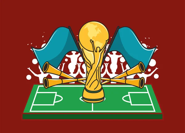 Póster deportivo de fútbol con trofeo — Vector de stock