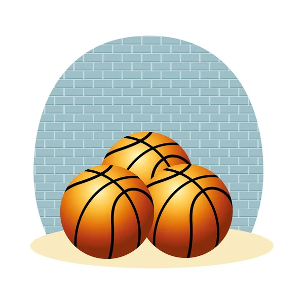 Ballons de basket-ball sport icônes isolées — Image vectorielle