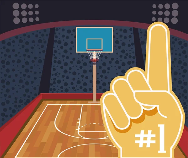 Плакат баскетбола с перчаткой номер один — стоковый вектор