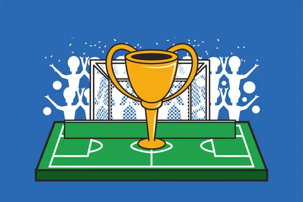 Football soccer sport poster with trophy cup award — Stock Vector