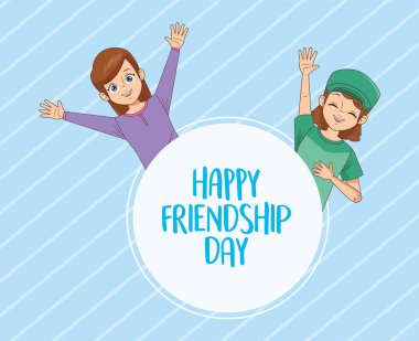 Mutlu arkadaşlık günü kutlaması kızlar çiftiyle