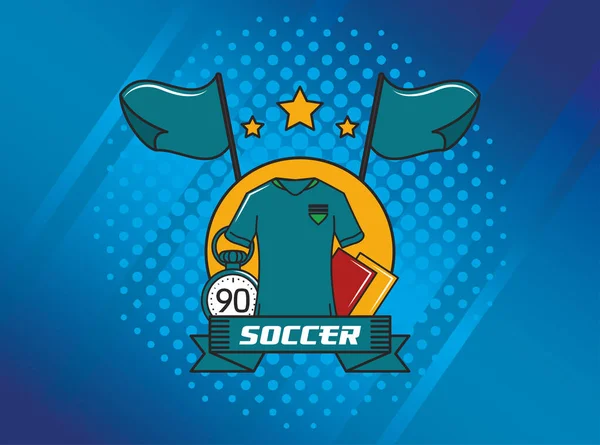 Футбольный плакат с футболкой судьи — стоковый вектор