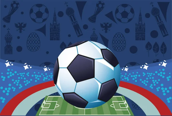 Afiche deportivo de fútbol con globo — Vector de stock