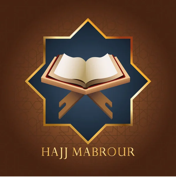 Hajj mabrour celebração com koran livro sagrado — Vetor de Stock