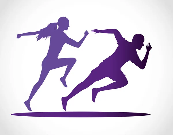 Silhouetten des Leichtathletik-Paarlaufs — Stockvektor