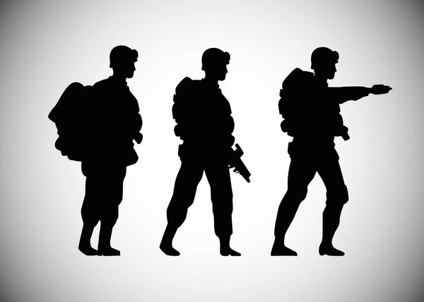 military soldiers silhouettes figures icons